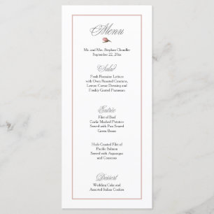 Menu Mariage rose pâle