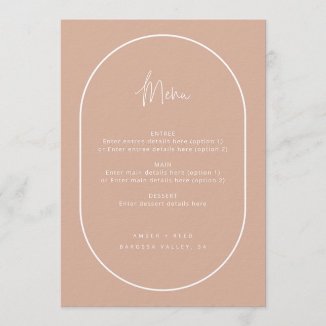 Menu Mariage rose pâle à double arc (Devant)