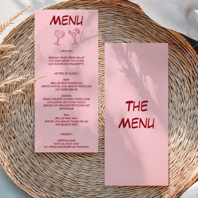 Menu Mariage Rose Pâle Moderne (Créateur téléchargé)