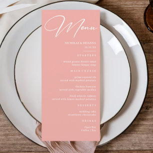 Menu Mariage rose Pastel