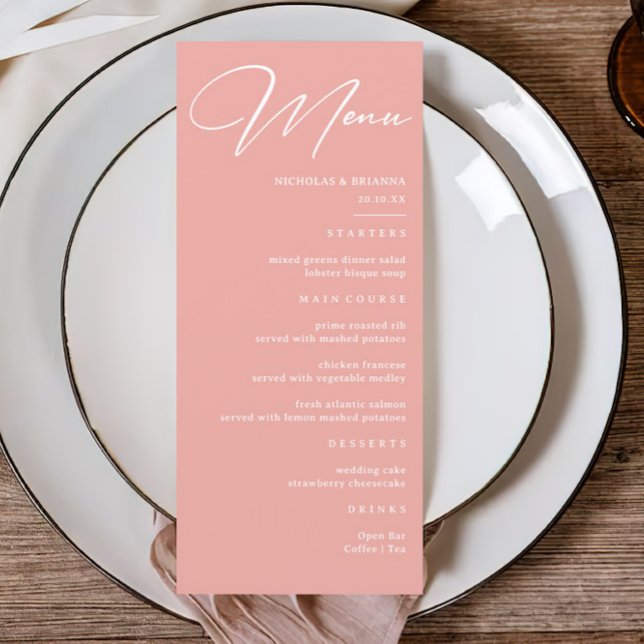 Menu Mariage rose Pastel (Créateur téléchargé)