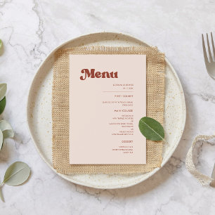 Menu Mariage rose pêche rétro élégant