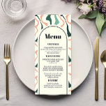 Menu Mariage rose rose vert à la pointe d'arc rétro<br><div class="desc">Le "Retro Swirl Arch Mint Green Pink Mariage Menu" présente un mélange savoureux de vintage et de raffinement chic. Cette carte de menu propose des tourbillons fantaisistes vert menthe et rose, créant une arcade qui met en valeur les offres culinaires de l'événement. La disposition contemporaine est équilibrée par l'esprit ludique...</div>