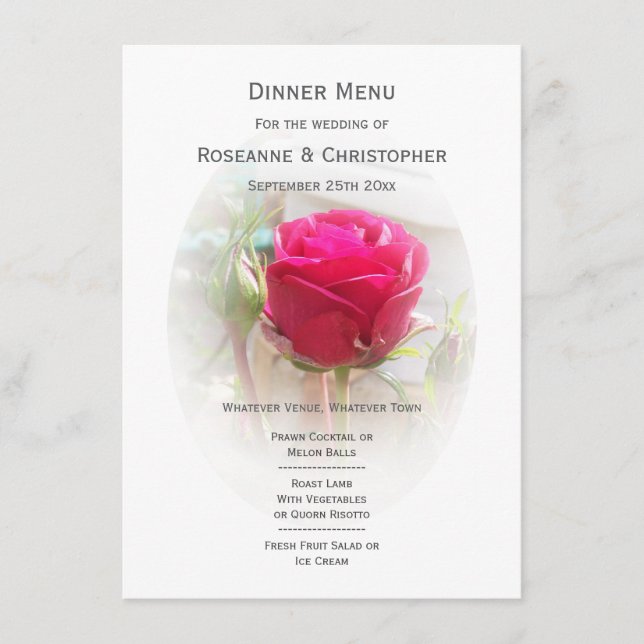 Menu Mariage rose Rosebud (Devant)