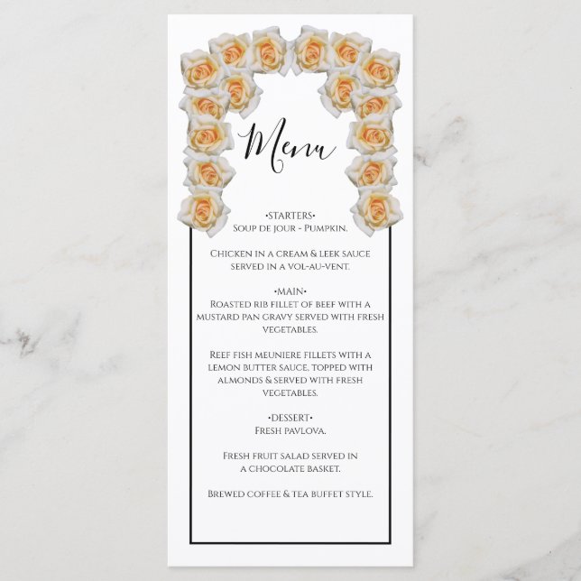 Menu Mariage Rose rustique orange (Devant)