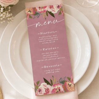 Menu Mariage Rose Sauvage Chic Fleurie