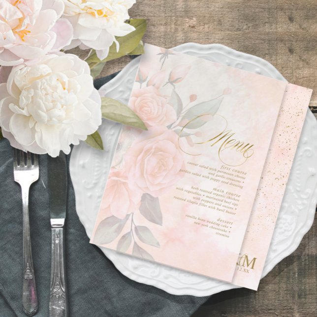 Menu Mariage Rose soft Blush ID828 (Créateur téléchargé)
