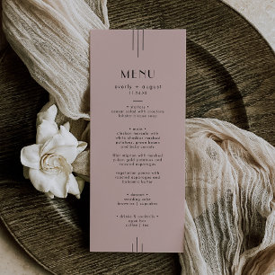 Menu Mariage rose vif, tout Vintage Art déco