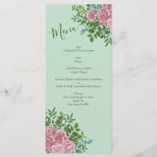 Menu Mariage rose Vintage