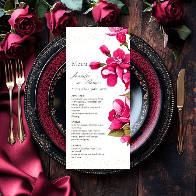 Menu Mariage Roses Sauvages Magenta (Créateur téléchargé)