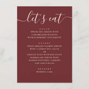 Menu Mariage Rouge Vin Profond Soirée Romantique Mode