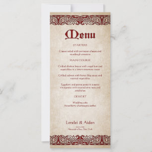 Menu Mariage royal de l'épée