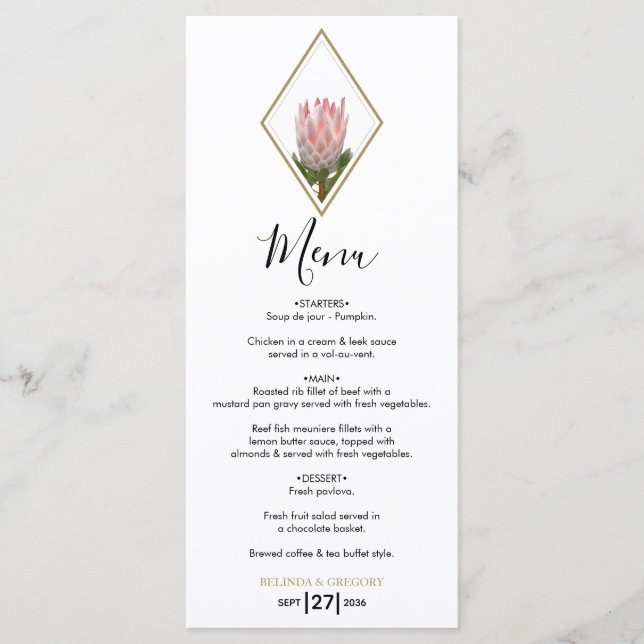 Menu Mariage Russe King Protea (Devant)