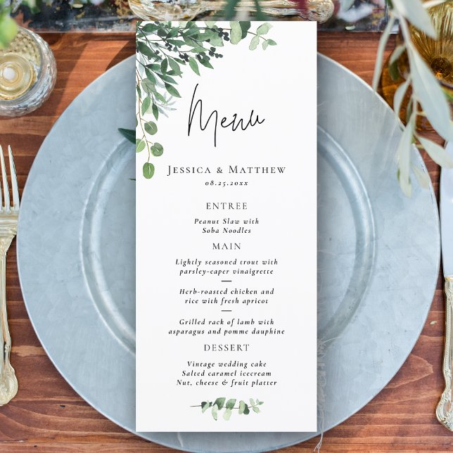 Menu Mariage Russe Sage Green Eucalyptus (Rustic Sage Green Eucalyptus Wedding Menu)