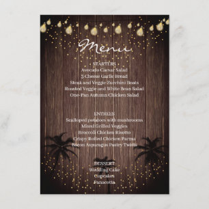 Menu Mariage rustique à la palme de bois