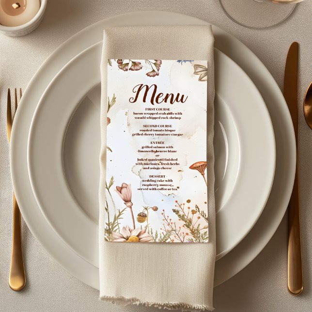 Menu Mariage Rustique Aquarelle en Forêt (Créateur téléchargé)