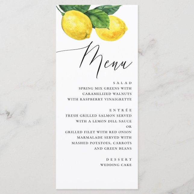 Menu Mariage Rustique dans un Verger de Citrons | Été (Devant)