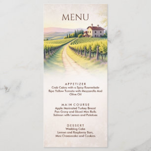 Menu Mariage rustique dans un vignoble romantique