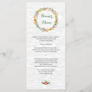 Menu Mariage Rustique de céréales Florales de bois
