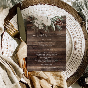 Menu Mariage rustique de pin d'hiver