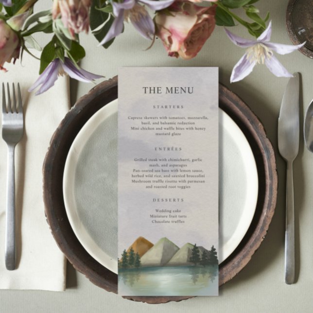 Menu Mariage Rustique Mountain & Lake Evergreen (Créateur téléchargé)