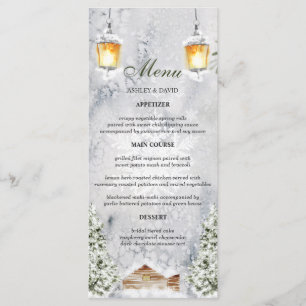 Menu Mariage Scène hivernale Cabane Rustique
