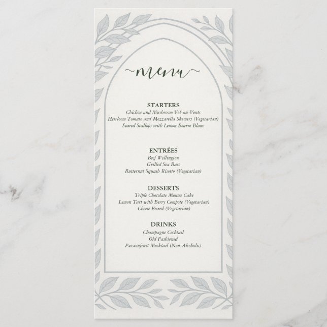 Menu Mariage Silverleaf Elven - Mariage de bordure feui (Devant)