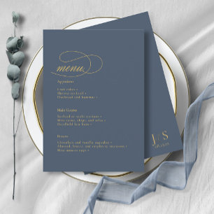 Menu Mariage Simple Elegance Blue ID1022