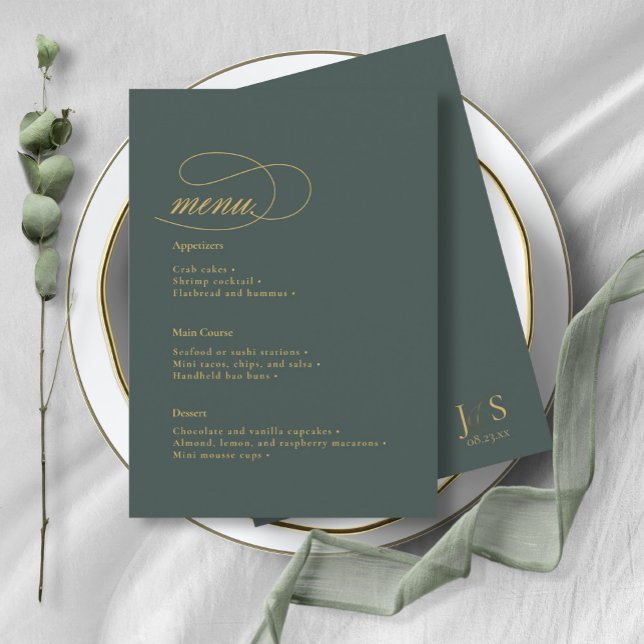 Menu Mariage Simple Elegance Green ID1022 (Créateur téléchargé)