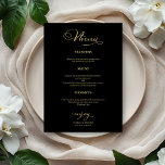 Menu mariage Simple Élégant Or Foil Et Noir<br><div class="desc">Élevez votre expérience mariage à de nouveaux sommets de sophistication et de glamour avec notre superbe suite mariage moderne noir et or! Customisez-le sans effort en quelques clics et créez une fête qui vous est propre. Si vous avez des questions, avez besoin d’aide ou désirez régler des détails, n’hésitez pas...</div>