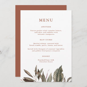 Menu Mariage simple en terre cuite Monogram