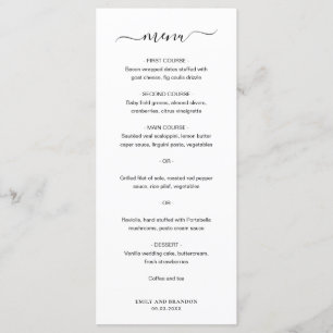 Menu Mariage simple et élégant moderne
