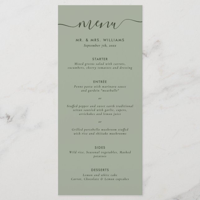 Menu Mariage simple et moderne (Devant)
