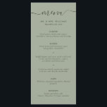 Menu Mariage simple et moderne<br><div class="desc">Simple menu mariage vert sauge personnalisé avec une police de script moderne. Personnalisez facilement en ligne. Articles assortis disponibles pour compléter ce menu minimaliste mariage vert sauge.</div>