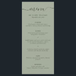 Menu Mariage simple et moderne<br><div class="desc">Simple menu mariage vert sauge personnalisé avec une police de script moderne. Personnalisez facilement en ligne. Articles assortis disponibles pour compléter ce menu minimaliste mariage vert sauge.</div>