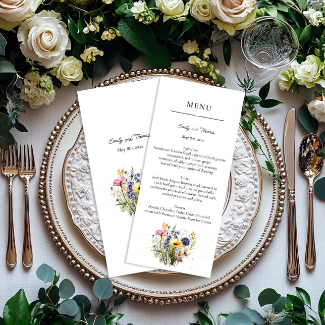 Menu Mariage Simple Fleur de Champ Bohème Chic (Créateur téléchargé)
