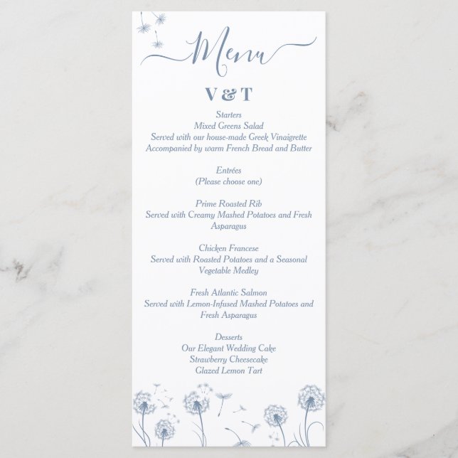Menu Mariage Simple Minimaliste Fleur Sauvage (Devant)
