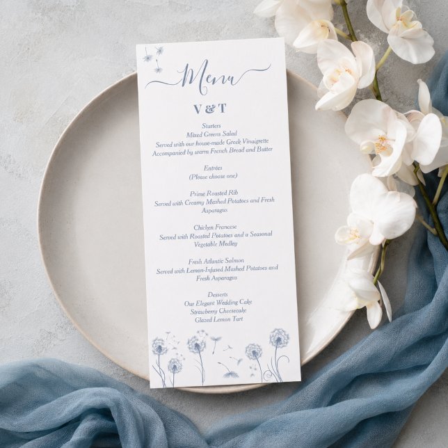 Menu Mariage Simple Minimaliste Fleur Sauvage (Créateur téléchargé)