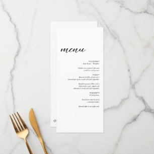 Menu Mariage simple minimaliste moderne