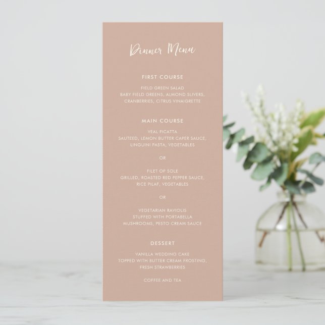 Menu Mariage simple neutre et terreux moderne (Debout devant)