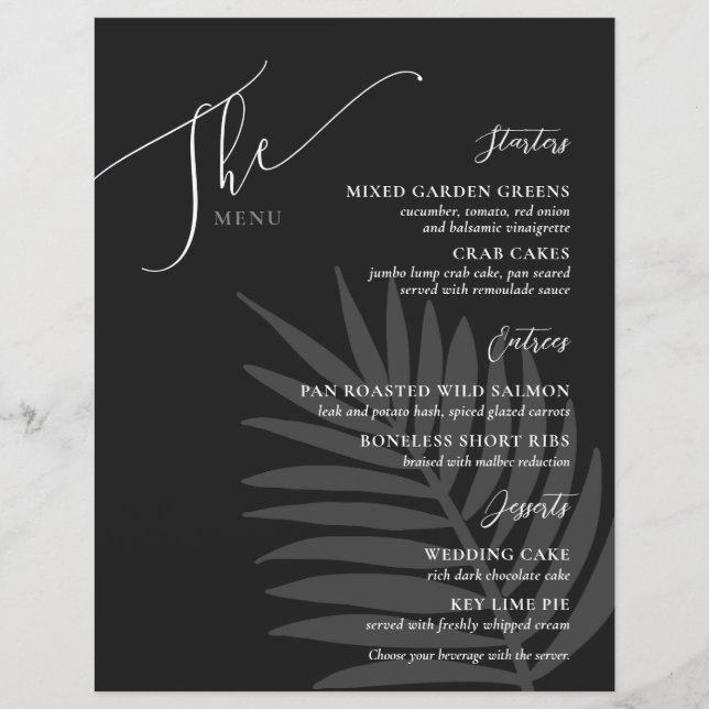 Menu Mariage simple officiel noir blanc gris (Devant)