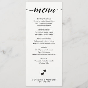 Menu Mariage simple Script élégant
