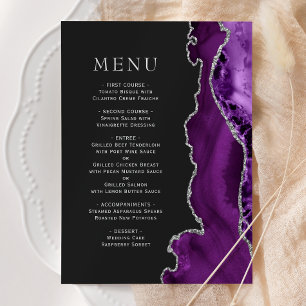 Menu Mariage sombre agate argent violet