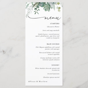 Menu Mariage Succulent et Eucalyptus