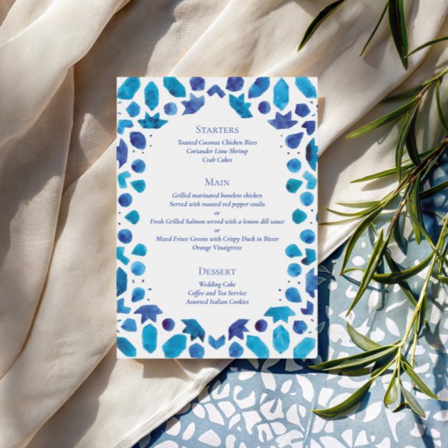 Menu Mariage sur la côte avec des carreaux bleus de sty (Créateur téléchargé)