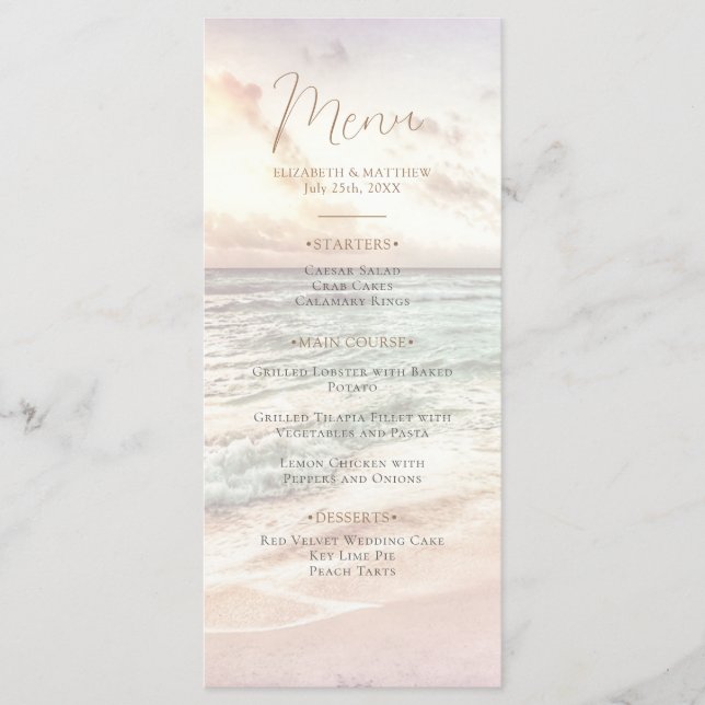 Menu Mariage sur la plage au coucher du soleil | Mariag (Devant)