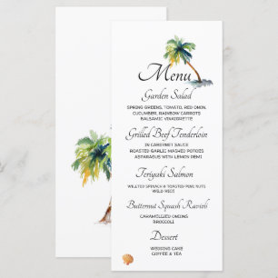 Menu Mariage sur la plage, palmiers, océan