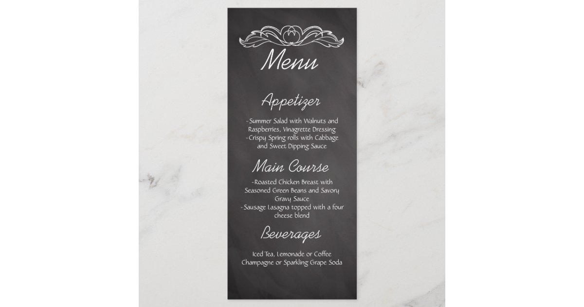 Menu Mariage Tableau De Bord D Ardoise Zazzle Fr