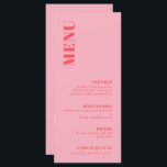 Menu Mariage tendance rose rétro<br><div class="desc">Le menu Mariage est élégant et tendance,  idéal pour les couples sophistiqués et modernes qui recherchent un style d'invitation un peu simple,  élégant et sobre.</div>
