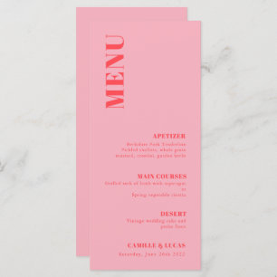 Menu Mariage tendance rose rétro
